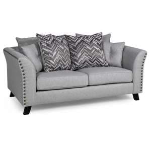Lamya Fabric 2 Seater Sofa In Grey With Black Wooden Legs
