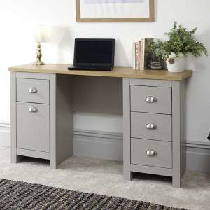 Loftus Wooden Study Desk In Grey With 1 Door And 4 Drawers