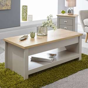 Loftus Wooden Lift Up Coffee Table In Grey And Oak