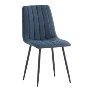 Laney Fabric Dining Chair In Blue With Black Legs - UK
