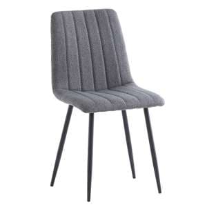 Laney Fabric Dining Chair In Grey With Black Legs - UK