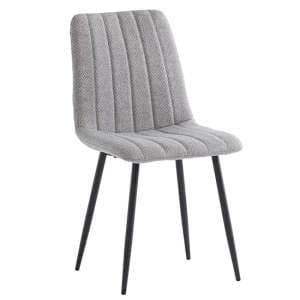 Laney Fabric Dining Chair In Silver With Black Legs - UK