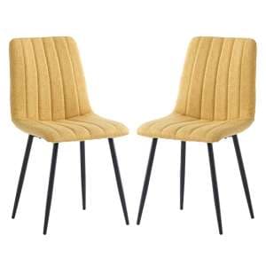Laney Yellow Fabric Dining Chairs With Black Legs In Pair - UK