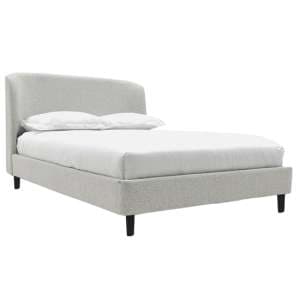 Lanie Boucle Fabric King Size Bed In Light Grey - UK