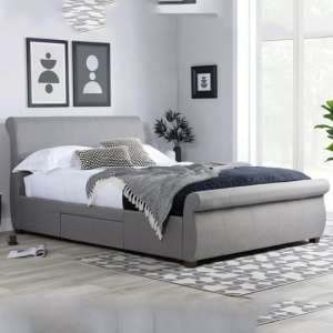 Lannister Fabric King Size Bed With 2 Drawers In Grey - UK