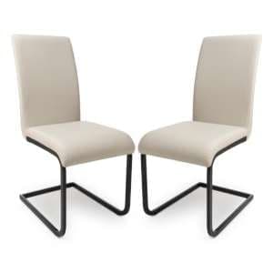 Lansing Taupe Faux Leather Dining Chairs In Pair - UK