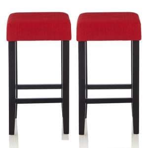 Lantake Red Fabric Bar Stools With Black Legs In Pair