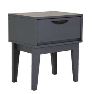 Lanus Wooden Bedside Cabinet With 1 Drawer In Dark Grey - UK
