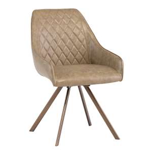 Lanza Faux Leather Dining Chair Swivel In Taupe - UK