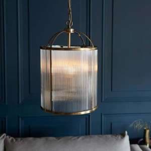 Laredo Glass 4 Lights Ceiling Pendant Light In Antique Brass - UK