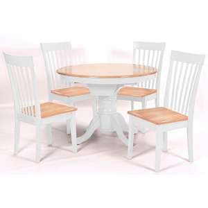 Larkin Wooden Extending Dining Set In Oak White With 4 Chairs - UK
