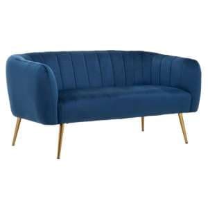 Larrisa Upholstered Velvet 2 Seater Sofa In Blue