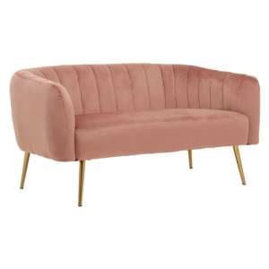 Larrisa Upholstered Velvet 2 Seater Sofa In Pink