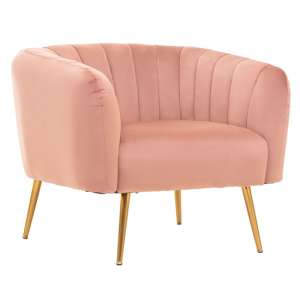 Larrisa Velvet Armchair With Gold Metal Legs In Pink