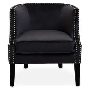 Larrisa Velvet Studded Chair With Black Wooden Legs In Black - UK