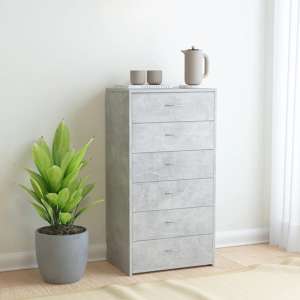 Larson Wooden Chest Of 6 Drawers In Concrete Effect - UK