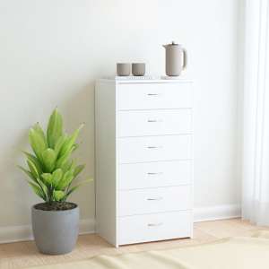 Larson Wooden Chest Of 6 Drawers In White - UK