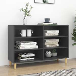 Larya Wooden Bookcase With 6 Shelves In Grey