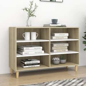 Larya Wooden Bookcase With 6 Shelves In White And Sonoma Oak