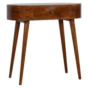 Lasix Wooden Circular Console Table In Chestnut With 1 Drawer - UK