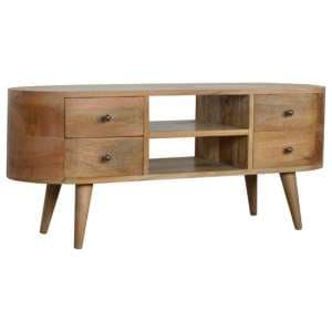 Lasix Wooden Circular TV Stand In Oak Ish With 4 Drawers - UK