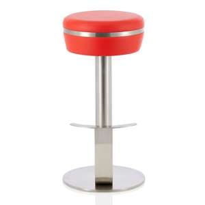 Latos Faux Leather Fixed Bar Height Bar Stool In Red - UK