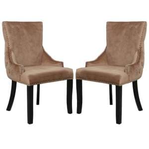 Laughlin Champagne Velvet Dining Chairs With Tufted Back In Pair