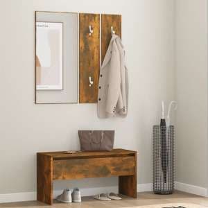 Lautoka Wooden Hallway Furniture Set In Smoked Oak - UK
