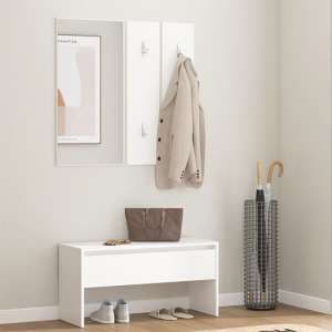 Lautoka Wooden Hallway Furniture Set In White - UK