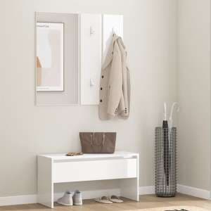 Lautoka High Gloss Hallway Furniture Set In White - UK
