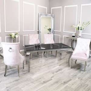 Laval Black Glass Dining Table With 8 Dessel Pink Chairs