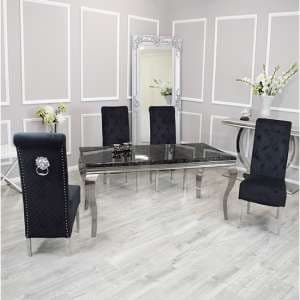 Laval Black Marble Dining Table With 6 Elmira Black Chairs - UK