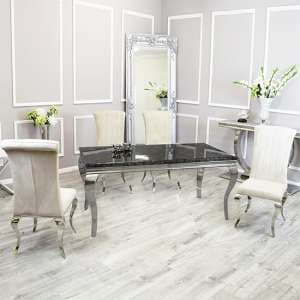 Laval Black Marble Dining Table With 6 North Cream Chairs - UK