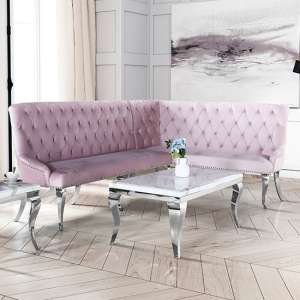 Laval Corner Velvet Sofa Dining Bench In Pink