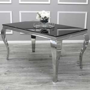 Laval Extra Large Black Glass Dining Table With Chrome Legs - UK
