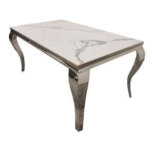Laval Extra Large Sintered Stone Dining Table In Polar White