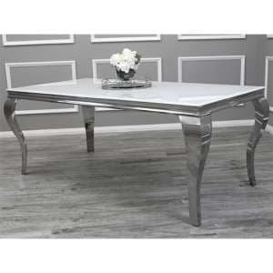 Laval Extra Large White Glass Dining Table With Chrome Legs - UK