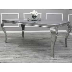 Laval Large Grey Glass Dining Table With Chrome Legs - UK