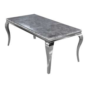Laval Large Light Grey Marble Dining Table With Chrome Legs