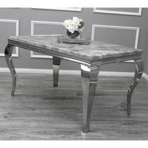 Laval Small Light Grey Marble Dining Table With Chrome Legs