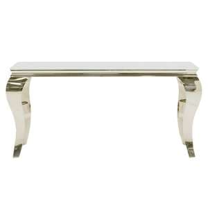 Laval Small White Glass Console Table With Polished Legs - UK