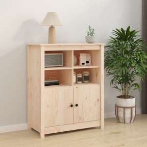 Laval Solid Pine Wood Sideboard With 2 Doors In Natural - UK