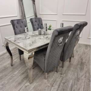 Laval Stomach Grey Dining Table With 6 Elmira Dark Grey Chairs - UK