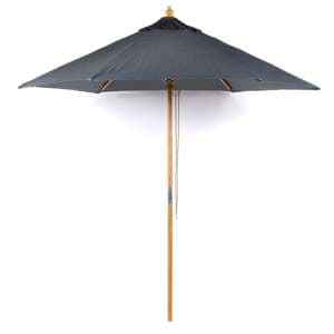Lavi Round 2.5M Parasol With Wood Pulley In Dark Grey - UK