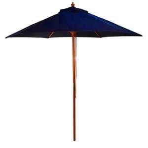 Lavi Round 2.5M Parasol With Wood Pulley In Navy Blue - UK