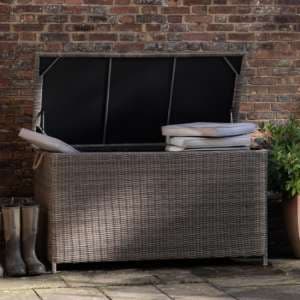 Lawes Outdoor Poly Rattan Cushion Storage Box In Natural - UK