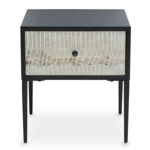 Laxer Wooden Side Table In Grey With Black Metal Frame - UK