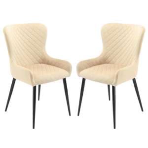 Laxly Diamond Beige Velvet Dining Chairs In Pair - UK