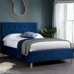 Laxly Fabric King Size Bed In Blue - UK