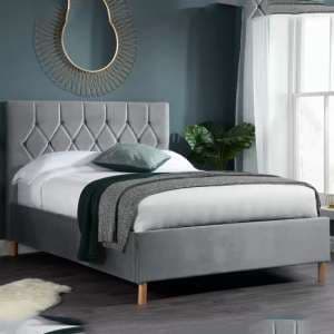 Laxly Fabric Ottoman Double Bed In Grey - UK